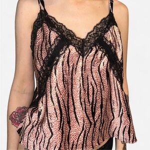 Victoria's Secret Red and Black Lace Cami with zebra stripes